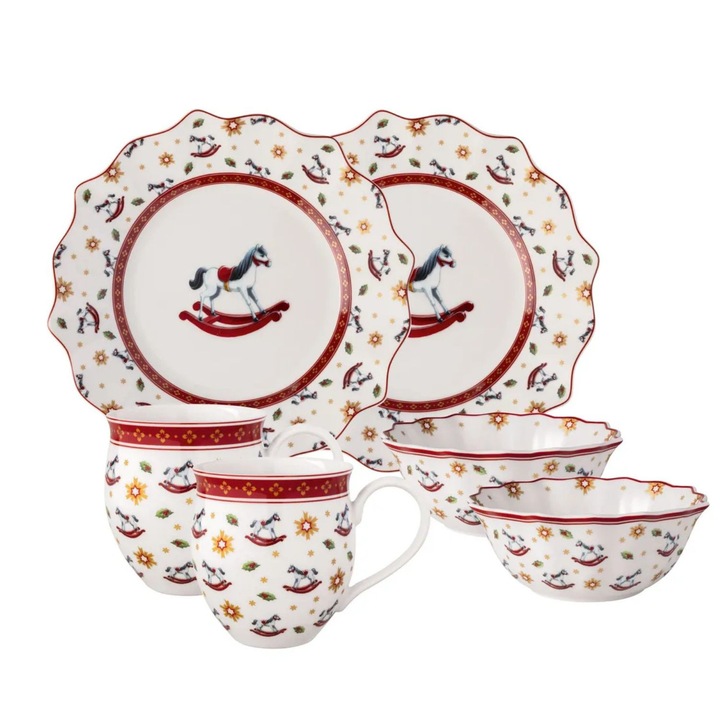 Set de mic dejun, Villeroy & Boch, 6 piese, alb, pentru 2 persoane