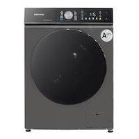 Masina de spalat rufe Daewoo, 8 kg, motor inverter, 1400 rpm, clasa A-30%, 16 programe, butoane touch, panou de control negru cu pictograme colorate, usa dubla neagra (PC Cover), culoare Silver