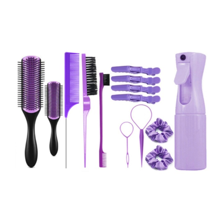 Set de piepteni ALLFYL, Set de 14 piese pentru ingrijirea parului, potrivit pentru parul umed sau uscat