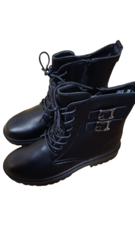 Ghete dama, negru, piele ecologica, marime 39 EU