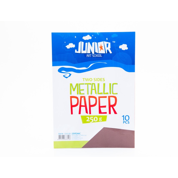 Set carton metalic A4, 10 coli, Junior, Lime, 21cm