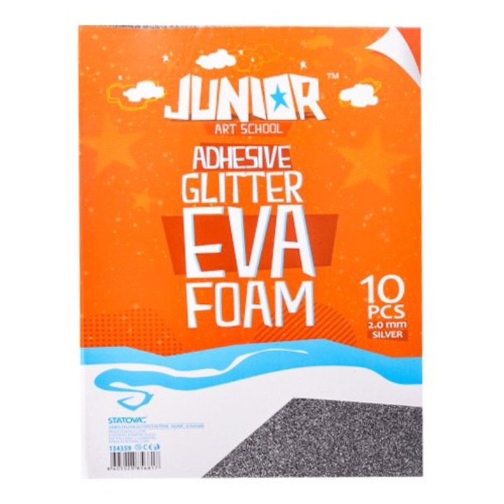 Set foi gumate glitter autoadeziv A4, 10 coli, argintiu, Junior