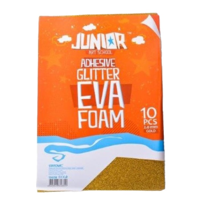 Set foi gumate glitter autoadezive A4, 10 coli, Auriu, Junior