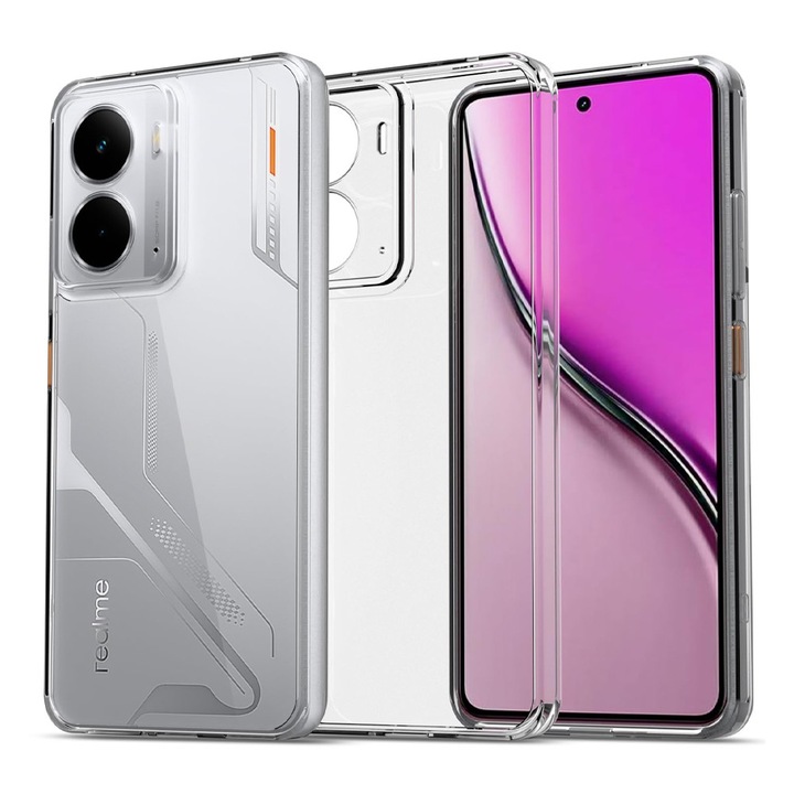 Husa TPU High Clear за Realme P3, диамантен дизайн, лек калъф тип броня, абсорбиране на удари, уникална дълготрайна технология против пожълтяване, прозрачен