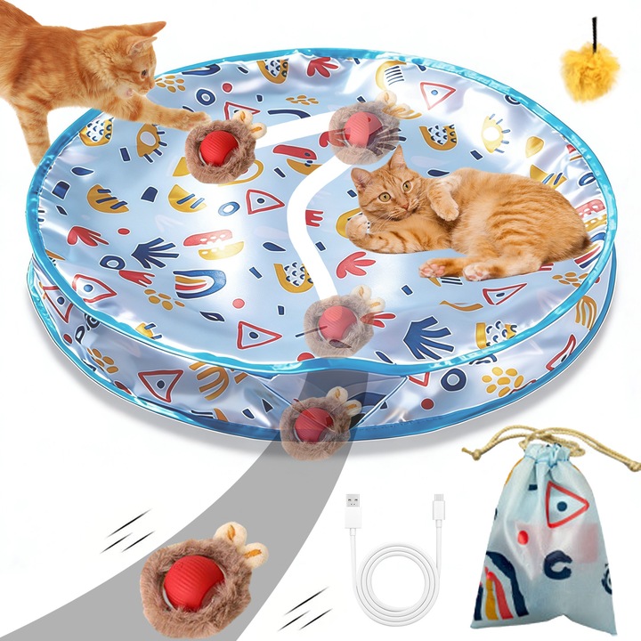 Jucarii interactive pentru pisici, BYONDSELF®, Electrica, 3 moduri de joaca, cu accesorii din pene, simulate de vanatoare, potrivite pentru pisici energice si plictisite