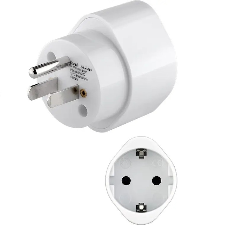 Adaptor CEE 7/3 Schuko mama la priza US /Japonia Tip B /NEMA 5-15 /3 pini alb
