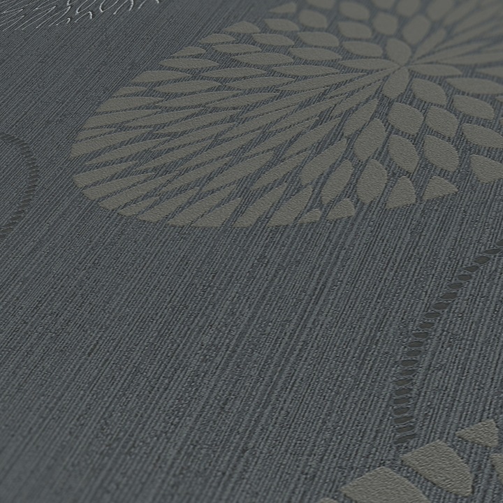 Tapet Vlies Artis, Design Floral, Gri Antracit, 10.05x0.53m