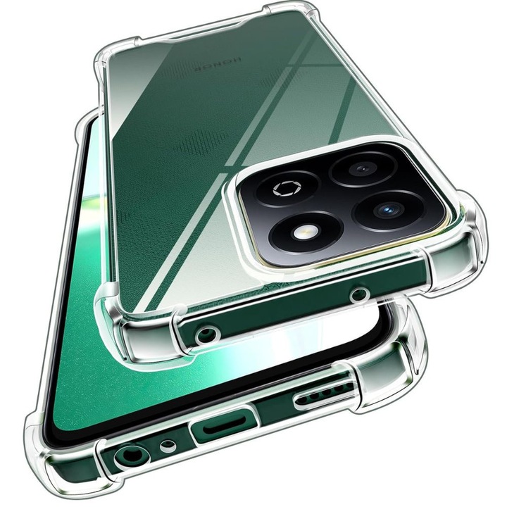 Husa Flexibila, colturi intarite, compatibila cu Honor X7d, Protectie antisoc, Silicon Ultra Slim High Tech, Crystal Clear