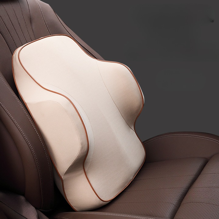 Autós Ergonomikus Üléspárna, Deréktámasz, Prémium Kényelem Autóba, Csökkenti a Vezetési Fáradtságot, Modern Design, Bézs, PriStyle®