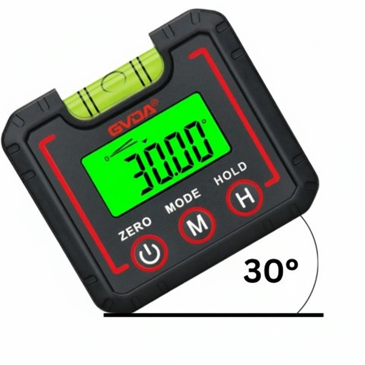 Nivela digitala KonLinx cu inclinometru, LCD HD, talpa magnetica, 68x62x32mm