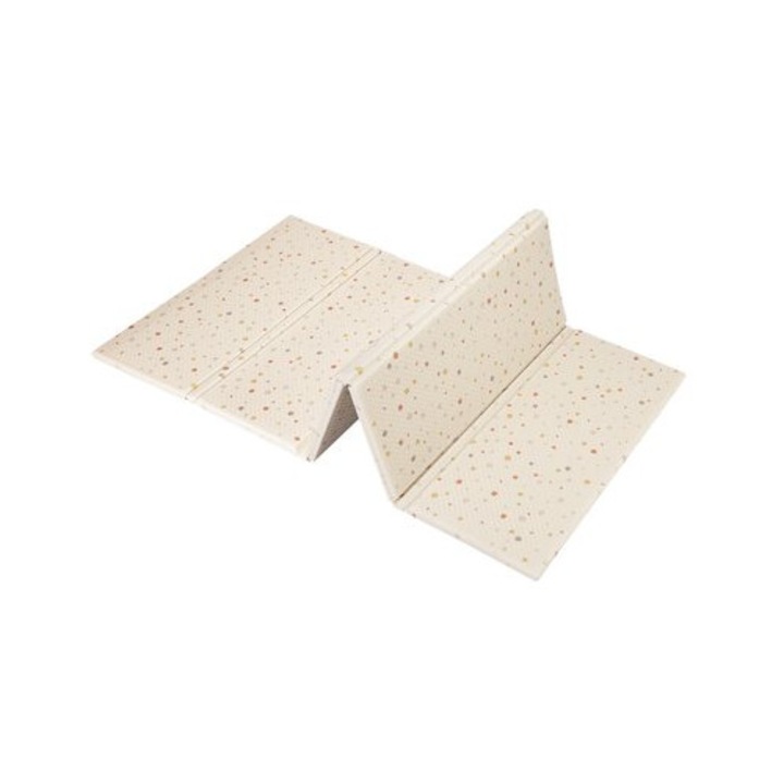 Covoras educativ, Lionelo, Zora, Din spuma XPE non-toxica, Cu doua fete, Suprafata antiderapanta, Dimensiune mare, 180x200 cm, Grosime 1.5 cm, Pliabil, Include geanta pentru transport, Bej