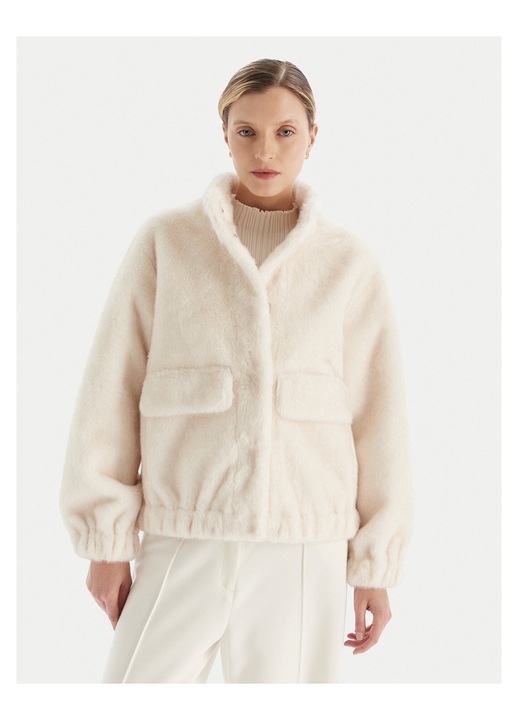 Geaca dama, Michael Michael Kors, blana artificiala, ecru