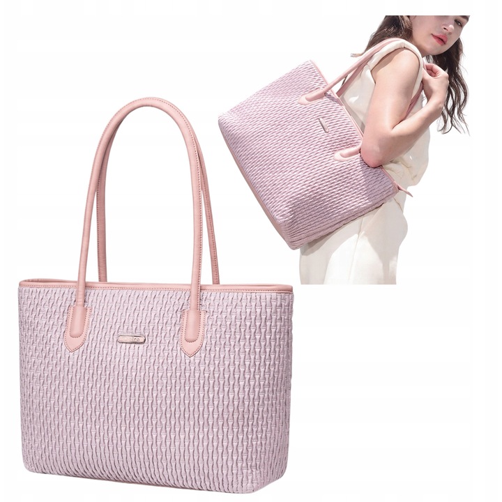 Női rózsaszín shopper válltáska, 17, 9 l, elegáns, tágas, mindennapi használatra és munkába, cipzárral. CHANTRIA CB800 Pink
