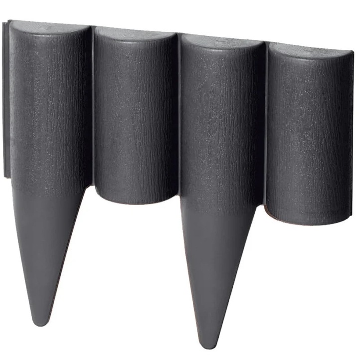 Декоративна градинска палисада, дължина 25 см, височина 12,5 см, черна