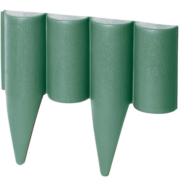 Зелена декоративна палисада, разделител за тревни площи, цветя, дължина 25 см, височина 12,5 см