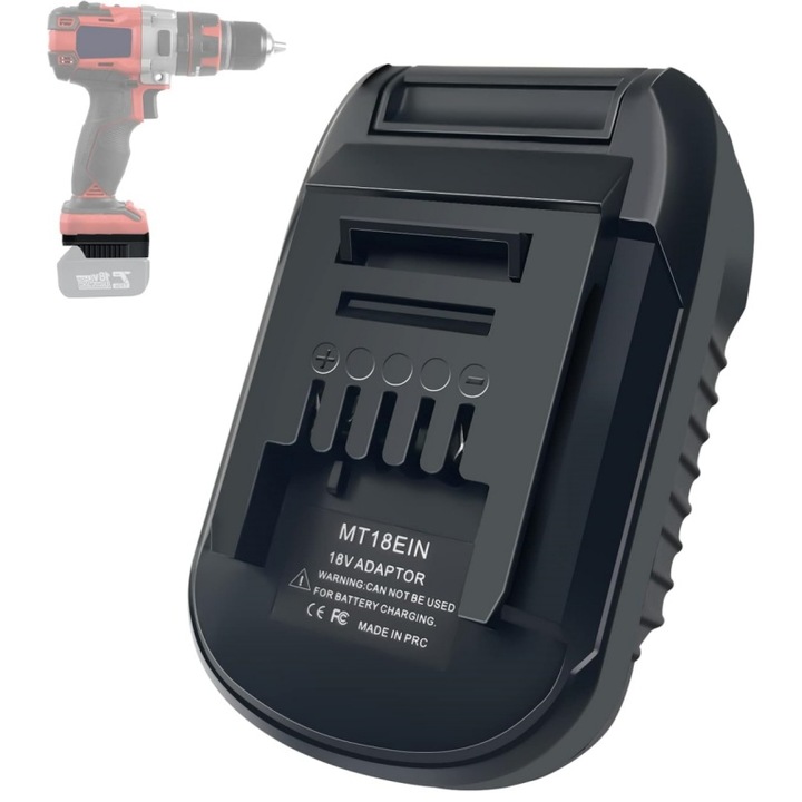 Set adaptor baterie, pentru Makita la Einhell 18V, scule electrice fara fir, protectie impotriva descarcarii, Pentru burghie Einhell 18V, surubelnite fara fir, burghie de impact, din materiale premium, AjieQaQ, negru