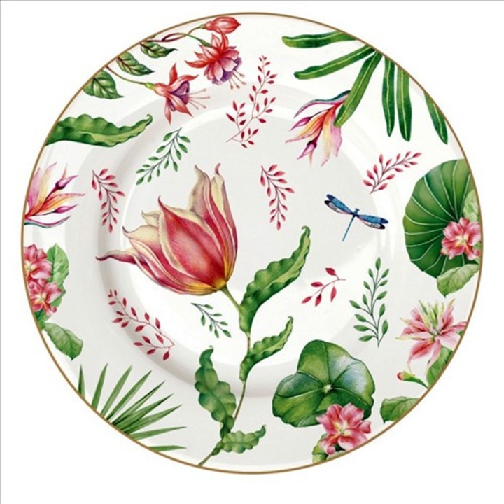 Easy Life-Nuova Porcelán desszerttányér 19cm, Botanic Chic