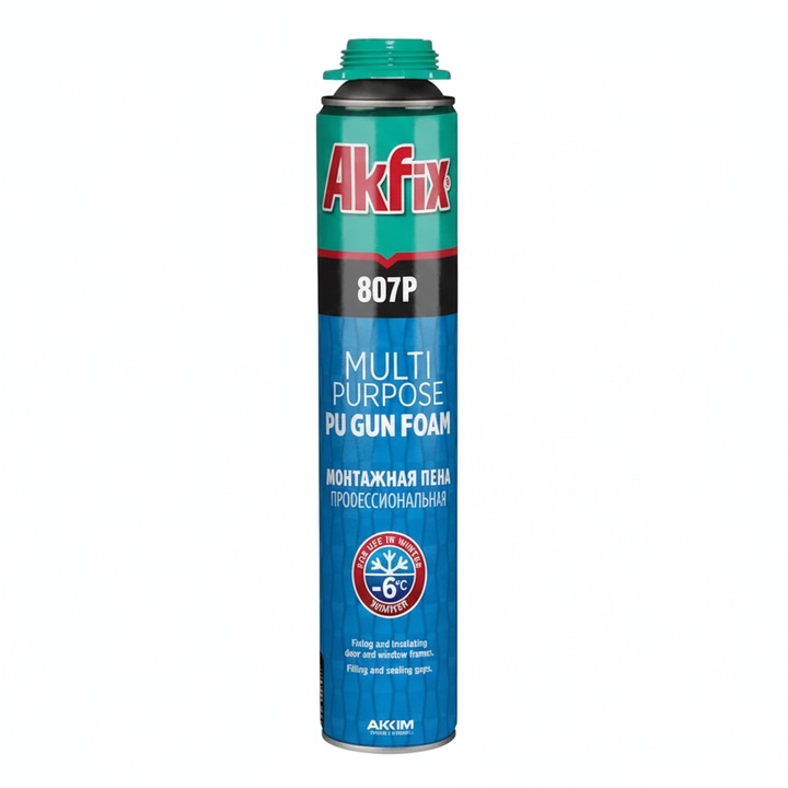 Spuma poliuretanica Akfix pentru iarna, 750 ml, aplicare cu pistol, temperaturi scazute