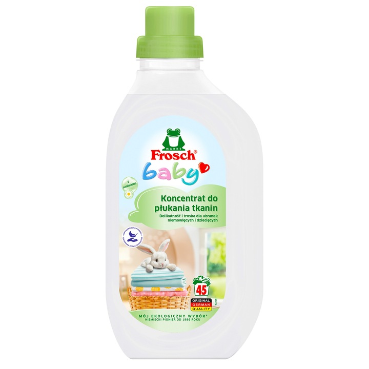 Concentrat Pentru Clatirea Tesaturilor, Frosch, Hipoalergenic, Calitate Superioara, Biodegradabil, Sigur Pentru Nou-Nascuti, Netestat Pe Animale, 900 ml