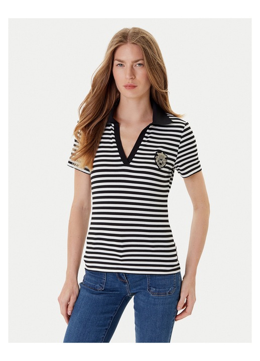 Tricou polo, Morgan, Negru/Alb, Dungi