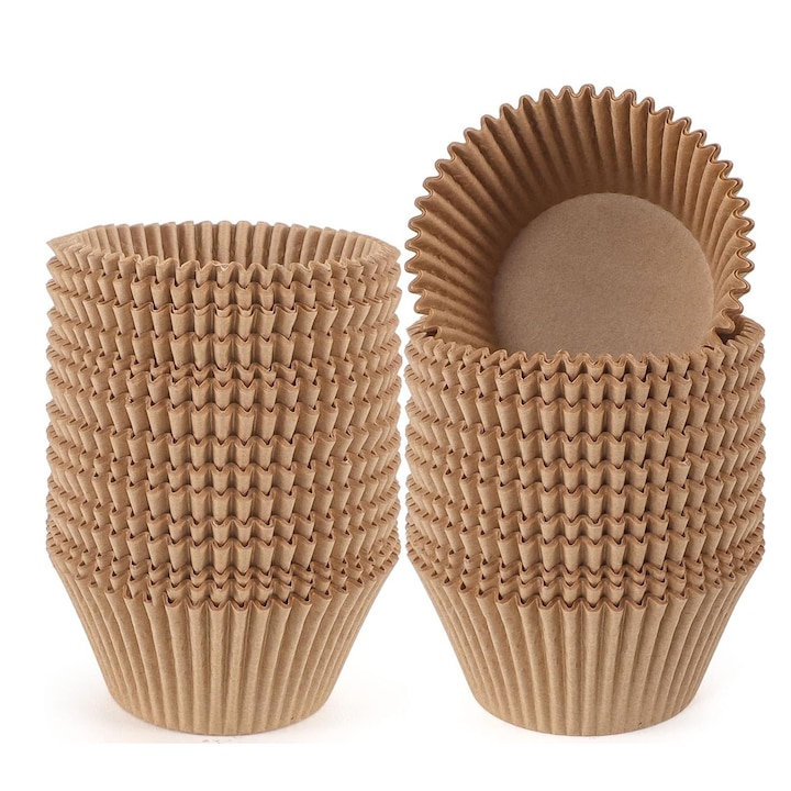 Set 200 forme de copt, asskanaer, Forme briose, Unica folosinta, Rezistente la grasimi si varsari, Fara substante chimice nocive, Rezistenta la grasimi, Antiaderenta, Usor de utilizat si de depozitat, Pentru cupcakes, Hartie, 3*5*6.8cm, Maro
