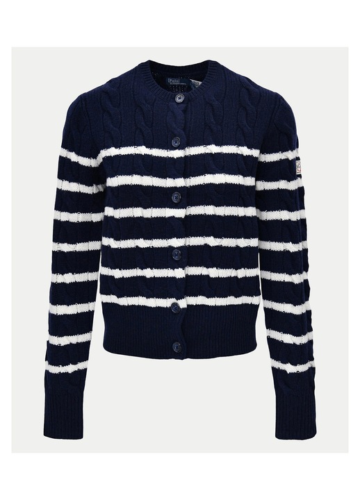 Cardigan dama Polo Ralph Lauren, bleumarin/alb, pulover de iarna