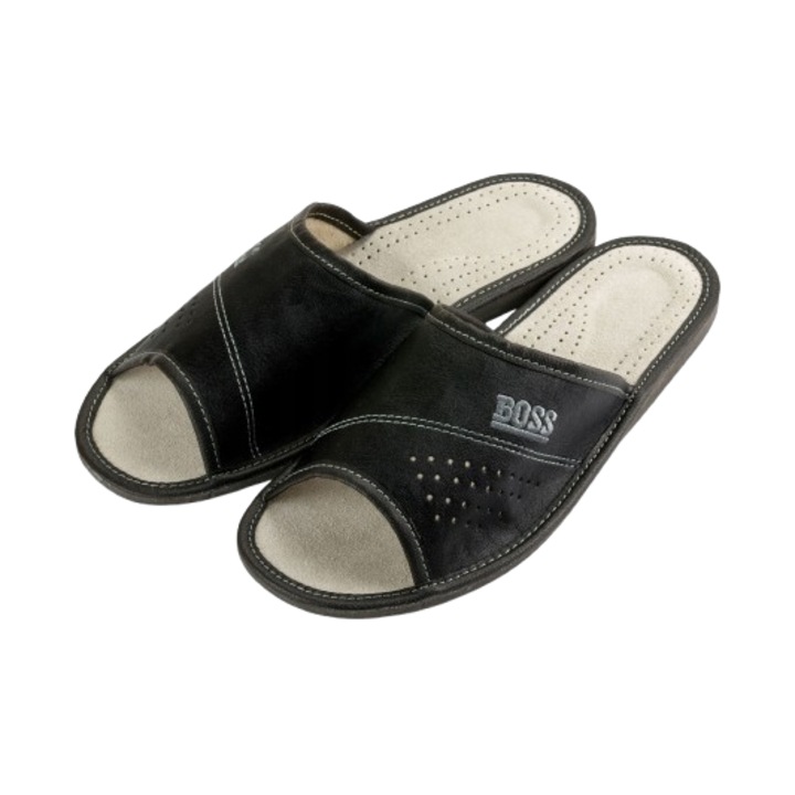 Férfi bőr papucs, szürke, N119 modell, Szürke