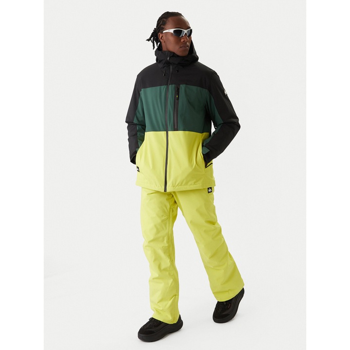 Geaca de snowboard barbati Quiksilver, verde si negru, sport, respirabil