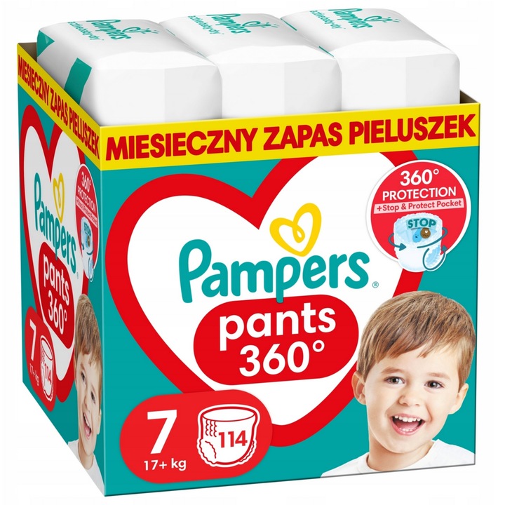 Chilotei Pampers Pants, Marimea 7, 114 bucati, 17+ kg, protectie in 5 puncte, piele uscata