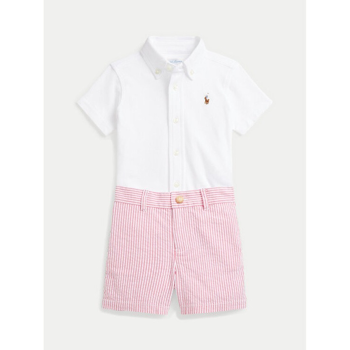 Set Camasa si Sort, Polo Ralph Lauren, alb/roz, textil