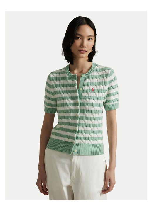 Cardigan dama Polo Ralph Lauren, verde/alb, XS INTL