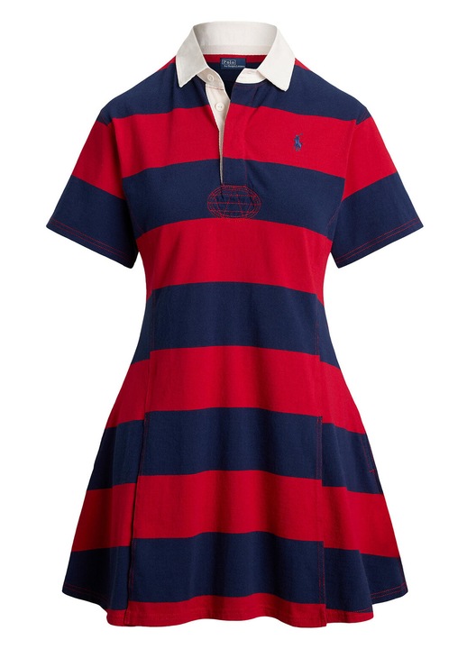 Rochie de zi, Polo Ralph Lauren, dungi, rosu/bleumarin, bumbac, 2XL INTL