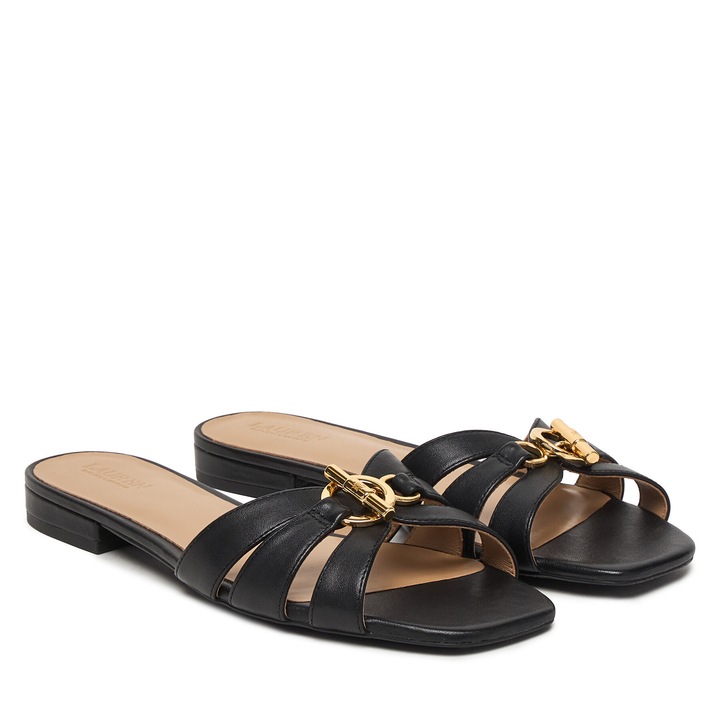 Papuci dama 802982875002, Lauren Ralph Lauren, Piele naturala, Negru