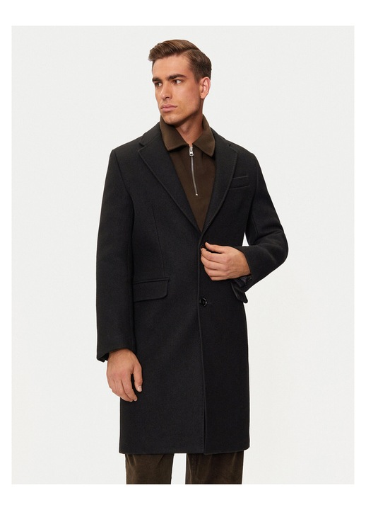 Palton lung pentru barbati Ami Paris, negru, lana