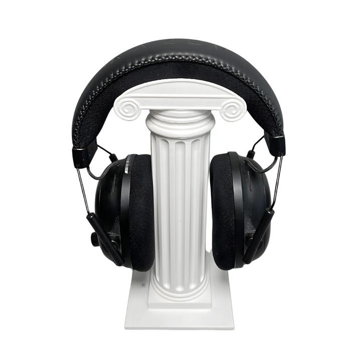 Suport Casti Gaming, Coloana Greceasca, Alb, 10 x 10 x 26.4 cm