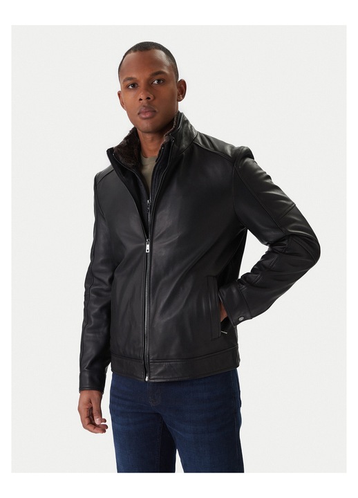 Geaca din piele barbati Milestone, negru