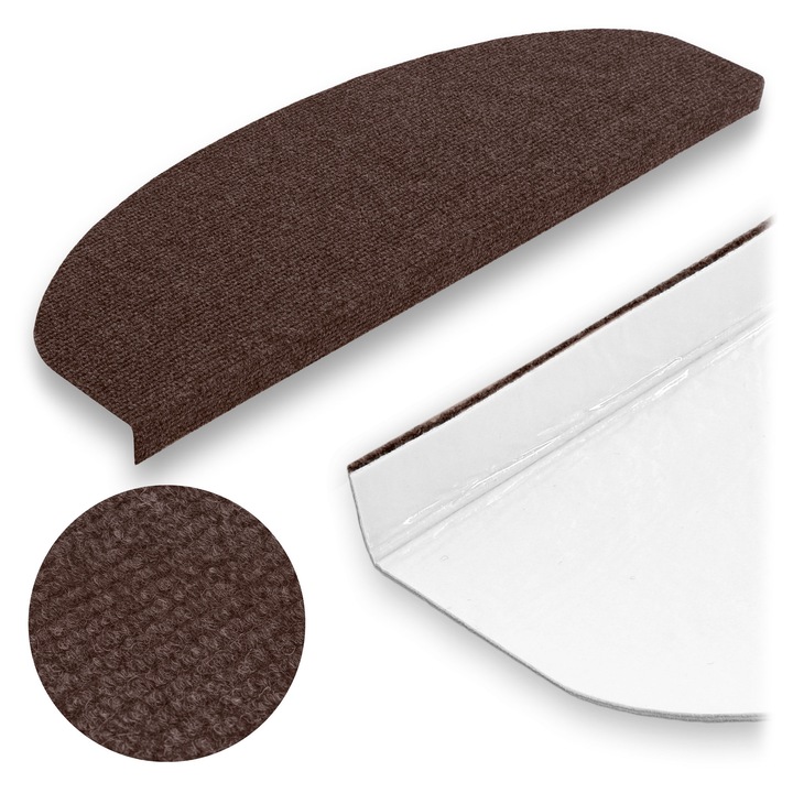 Covoare pentru trepte GMM Group, antiderapant, 63,5x23x3cm, maro