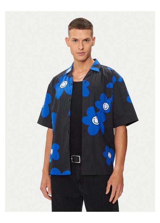 Camasa barbati HUGO, negru si albastru, bumbac