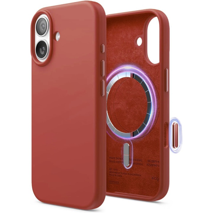 Carcasa iPhone 17, Nextronic, rosu intens, magnetica premium, silicon lichid, 6, 3 inch