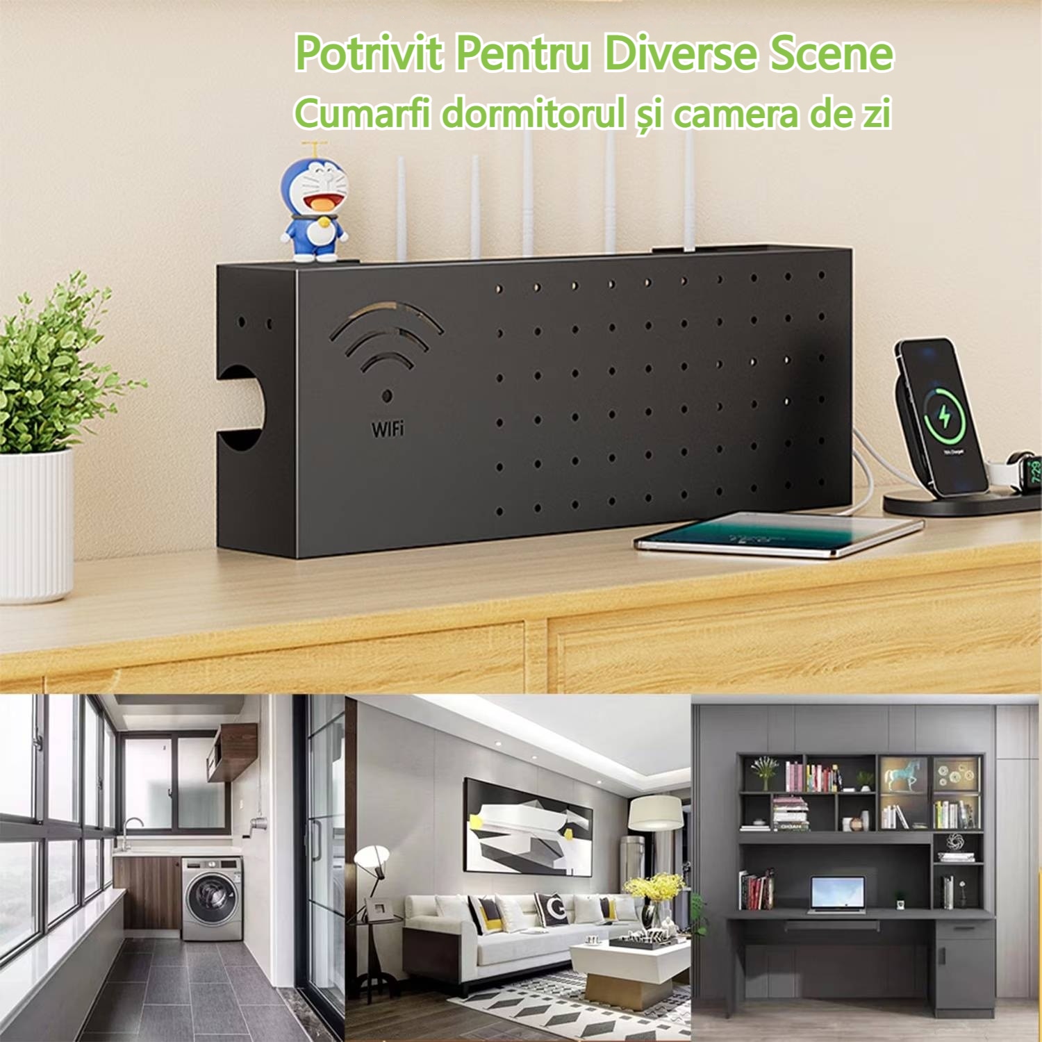 Рафт за рутер, с кутия за съхранение, за скриване на кабели и WI-FI ...