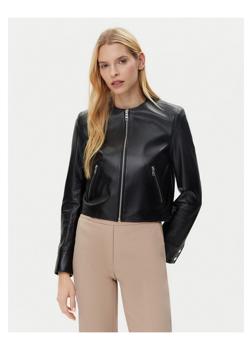 Geaca de piele, BOSS, neagra, femei, piele naturala, 36 EU