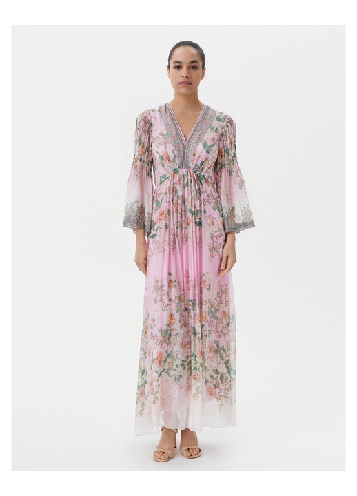 Rochie de vara, Hale Bob, roz, flori colorate