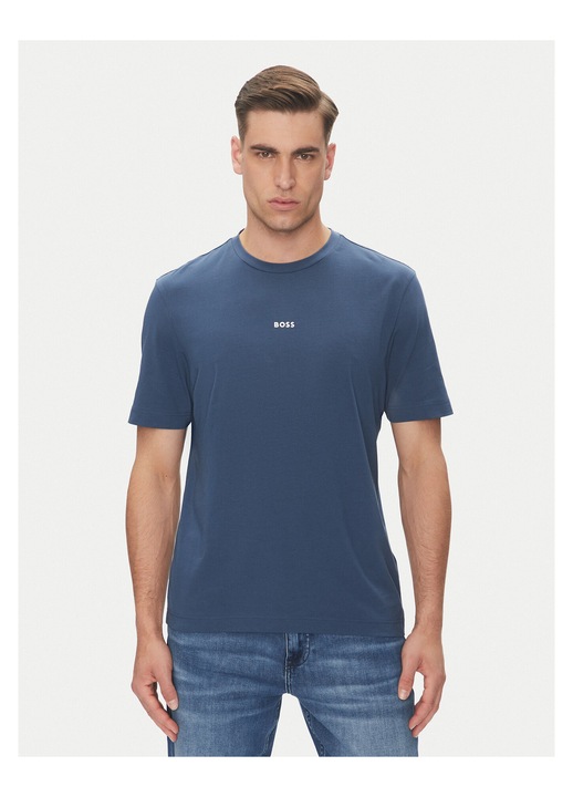 Tricou barbati, albastru, din bumbac, BOSS, L INTL