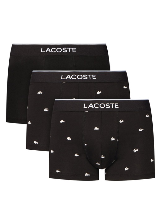 Set 3 perechi boxeri barbati, Lacoste, Negru, Alb