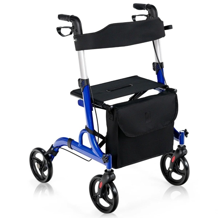 Deambulator 2 in 1 Northix, cu scaun, frâne duble, aluminiu, 150kg