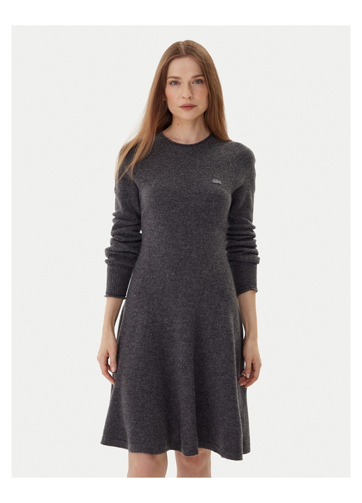 Rochie tricotata, Lacoste, gri, fabricata din lana, 34 EU