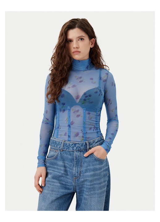 Bluza dama, HUGO, Albastru/Transparent, 2XL INTL