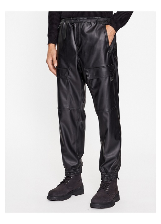 Pantaloni barbati HUGO din imitatie de piele, negru, 50 EU