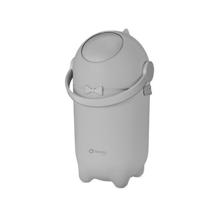 Cos pentru scutece, Lionelo, Capacitate 10 l, Sistem etans impotriva mirosurilor, Compatibil cu saci universali, Operare cu o mana, Gri