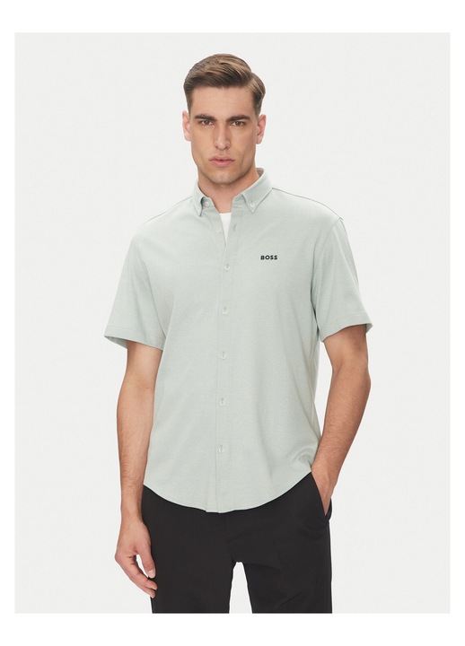 Camasa barbati BOSS, culoare verde, bumbac